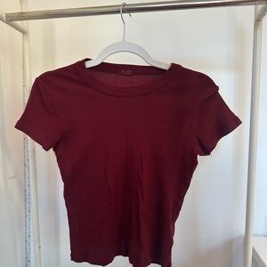Brandy Melville Red Fitted Short Sleeve T-Shirt